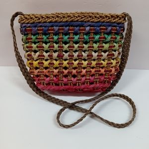 Sun 'n Sand Rainbow Ombre Straw Grass Basket Crossbody